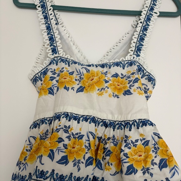 Floral Wrap Top with Yellow and Blue Accents - Picture 3 of 5